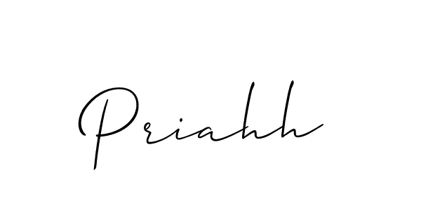 Use a signature maker to create a handwritten signature online. With this signature software, you can design (Allison_Script) your own signature for name Priahh. Priahh signature style 2 images and pictures png