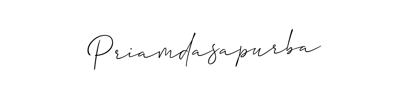 The best way (Allison_Script) to make a short signature is to pick only two or three words in your name. The name Priamdasapurba include a total of six letters. For converting this name. Priamdasapurba signature style 2 images and pictures png