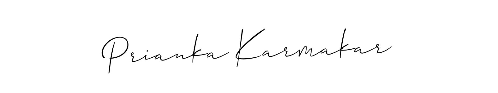 How to make Prianka Karmakar name signature. Use Allison_Script style for creating short signs online. This is the latest handwritten sign. Prianka Karmakar signature style 2 images and pictures png