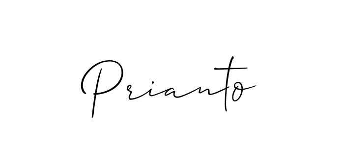 Similarly Allison_Script is the best handwritten signature design. Signature creator online .You can use it as an online autograph creator for name Prianto. Prianto signature style 2 images and pictures png