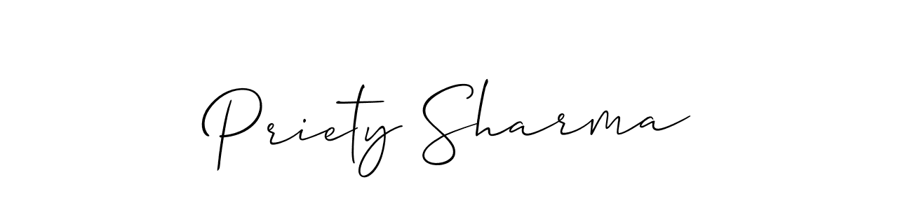 Priety Sharma stylish signature style. Best Handwritten Sign (Allison_Script) for my name. Handwritten Signature Collection Ideas for my name Priety Sharma. Priety Sharma signature style 2 images and pictures png