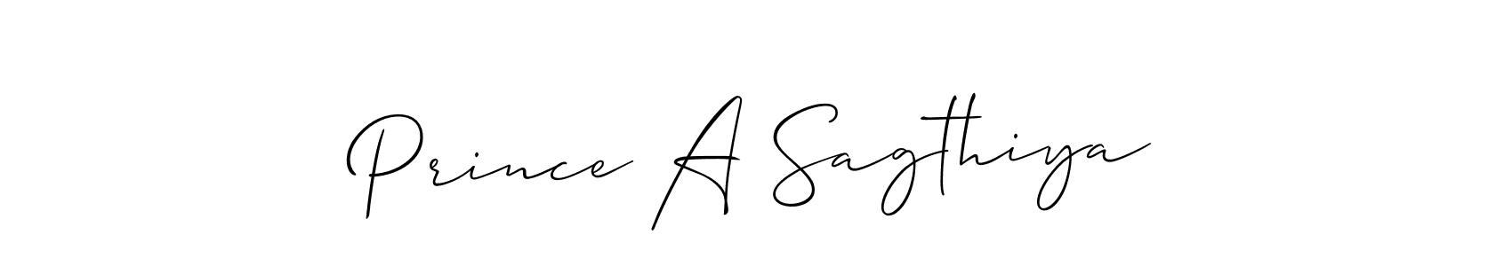 Also we have Prince A Sagthiya name is the best signature style. Create professional handwritten signature collection using Allison_Script autograph style. Prince A Sagthiya signature style 2 images and pictures png