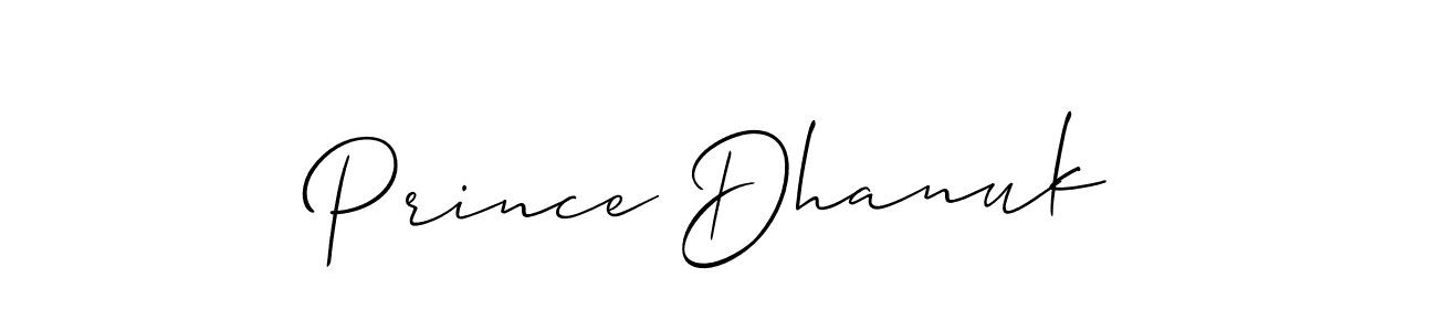 Create a beautiful signature design for name Prince Dhanuk. With this signature (Allison_Script) fonts, you can make a handwritten signature for free. Prince Dhanuk signature style 2 images and pictures png