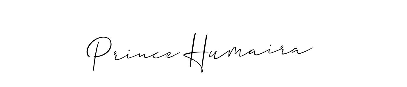Make a beautiful signature design for name Prince Humaira. With this signature (Allison_Script) style, you can create a handwritten signature for free. Prince Humaira signature style 2 images and pictures png