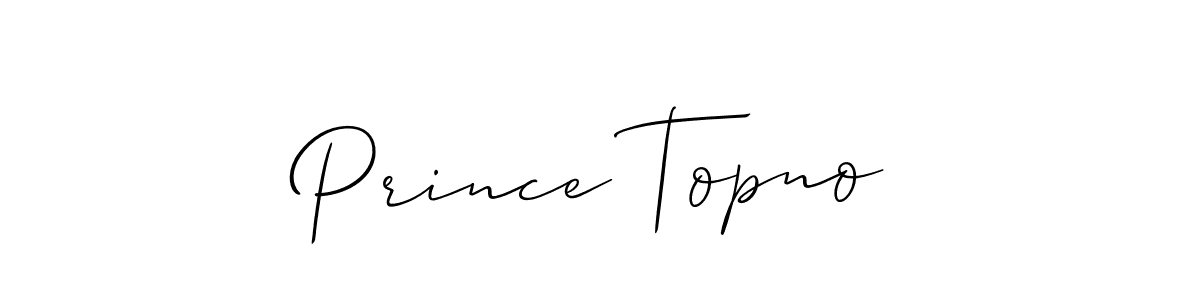 You should practise on your own different ways (Allison_Script) to write your name (Prince Topno) in signature. don't let someone else do it for you. Prince Topno signature style 2 images and pictures png