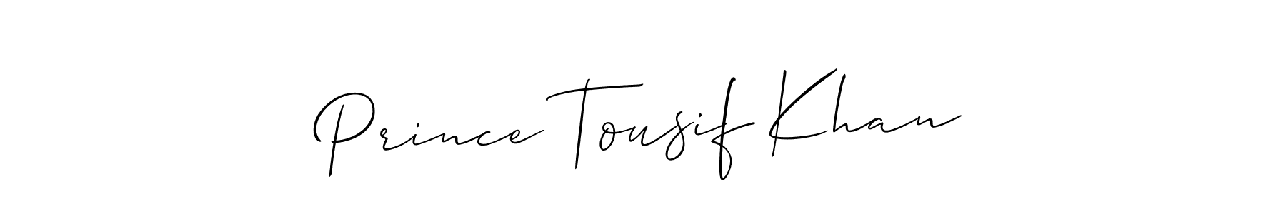 How to make Prince Tousif Khan signature? Allison_Script is a professional autograph style. Create handwritten signature for Prince Tousif Khan name. Prince Tousif Khan signature style 2 images and pictures png
