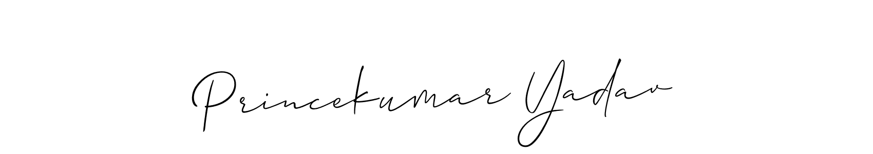 Allison_Script is a professional signature style that is perfect for those who want to add a touch of class to their signature. It is also a great choice for those who want to make their signature more unique. Get Princekumar Yadav name to fancy signature for free. Princekumar Yadav signature style 2 images and pictures png