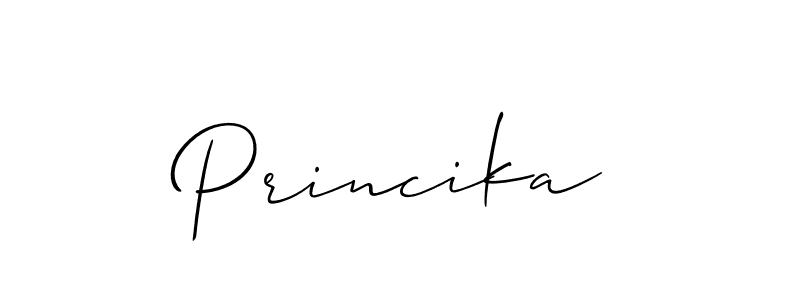 Design your own signature with our free online signature maker. With this signature software, you can create a handwritten (Allison_Script) signature for name Princika. Princika signature style 2 images and pictures png