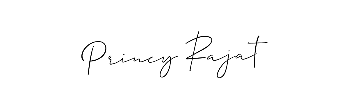 How to make Princy Rajat name signature. Use Allison_Script style for creating short signs online. This is the latest handwritten sign. Princy Rajat signature style 2 images and pictures png