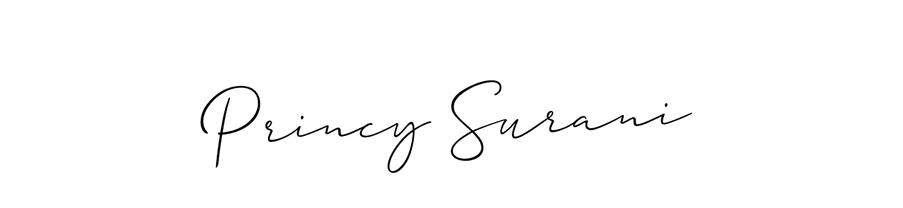 Use a signature maker to create a handwritten signature online. With this signature software, you can design (Allison_Script) your own signature for name Princy Surani. Princy Surani signature style 2 images and pictures png