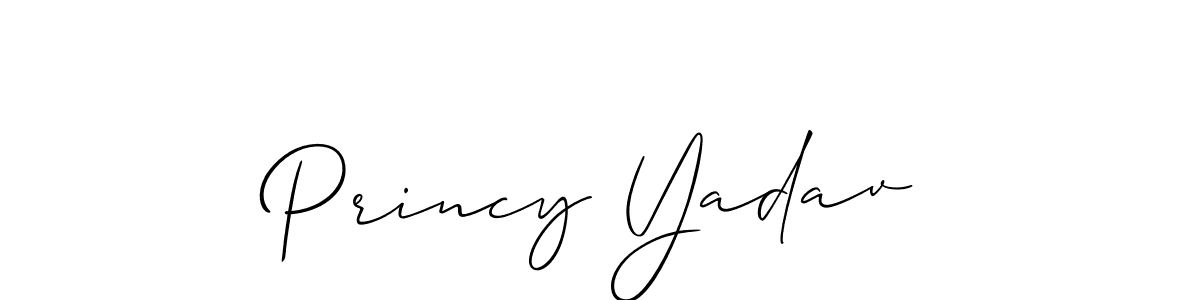 How to make Princy Yadav name signature. Use Allison_Script style for creating short signs online. This is the latest handwritten sign. Princy Yadav signature style 2 images and pictures png