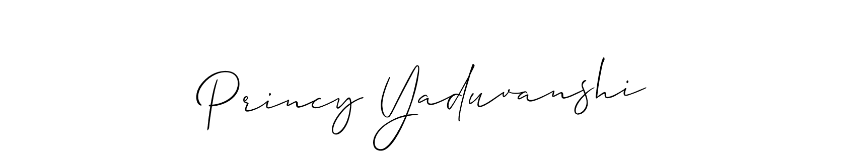 Design your own signature with our free online signature maker. With this signature software, you can create a handwritten (Allison_Script) signature for name Princy Yaduvanshi. Princy Yaduvanshi signature style 2 images and pictures png