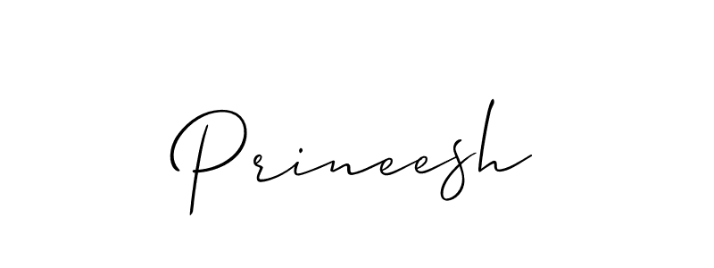 The best way (Allison_Script) to make a short signature is to pick only two or three words in your name. The name Prineesh include a total of six letters. For converting this name. Prineesh signature style 2 images and pictures png
