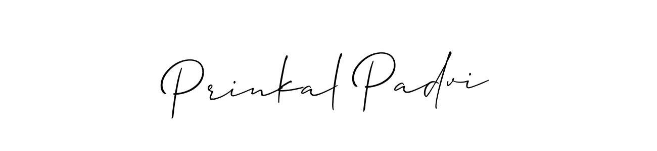 Also You can easily find your signature by using the search form. We will create Prinkal Padvi name handwritten signature images for you free of cost using Allison_Script sign style. Prinkal Padvi signature style 2 images and pictures png