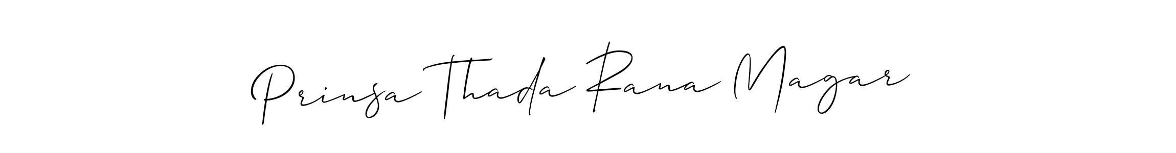 Similarly Allison_Script is the best handwritten signature design. Signature creator online .You can use it as an online autograph creator for name Prinsa Thada Rana Magar. Prinsa Thada Rana Magar signature style 2 images and pictures png