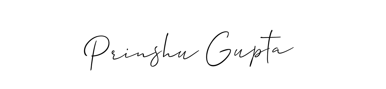 The best way (Allison_Script) to make a short signature is to pick only two or three words in your name. The name Prinshu Gupta include a total of six letters. For converting this name. Prinshu Gupta signature style 2 images and pictures png