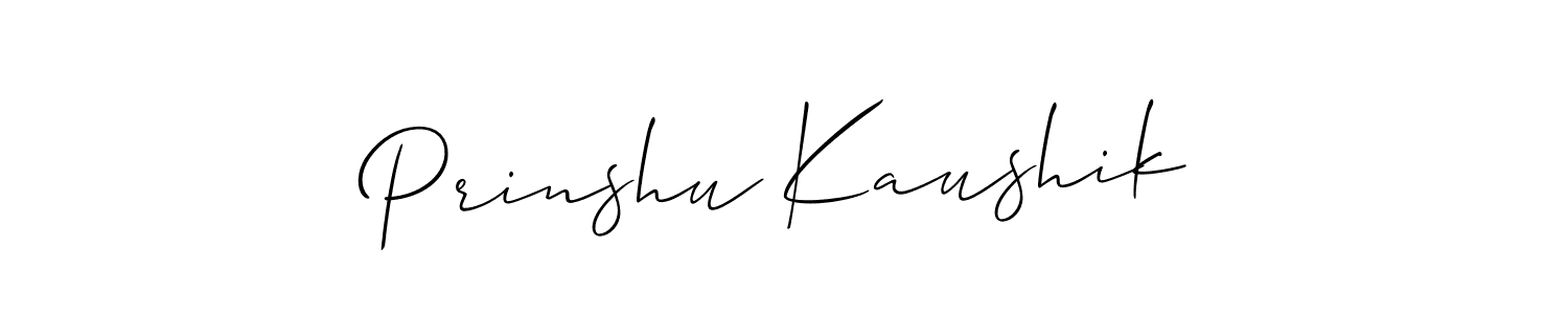 Also we have Prinshu Kaushik name is the best signature style. Create professional handwritten signature collection using Allison_Script autograph style. Prinshu Kaushik signature style 2 images and pictures png