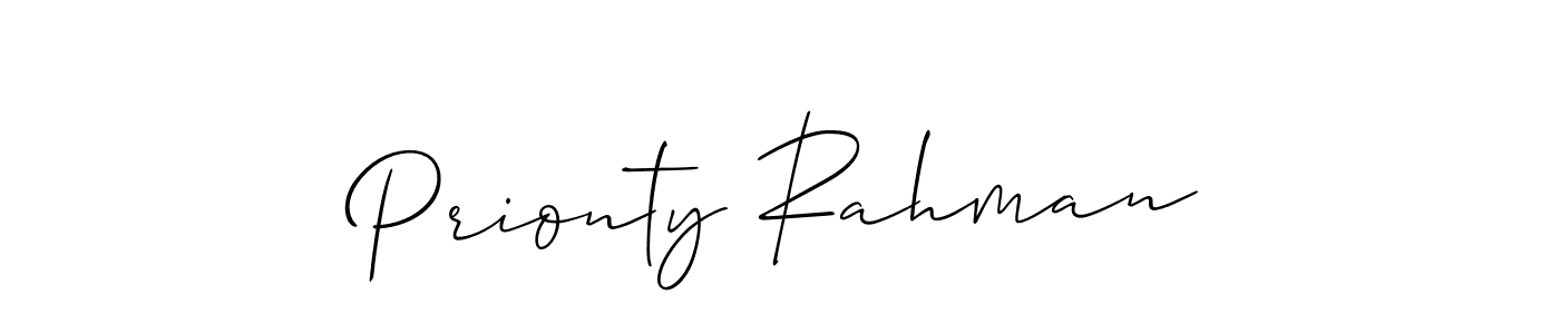 Also You can easily find your signature by using the search form. We will create Prionty Rahman name handwritten signature images for you free of cost using Allison_Script sign style. Prionty Rahman signature style 2 images and pictures png