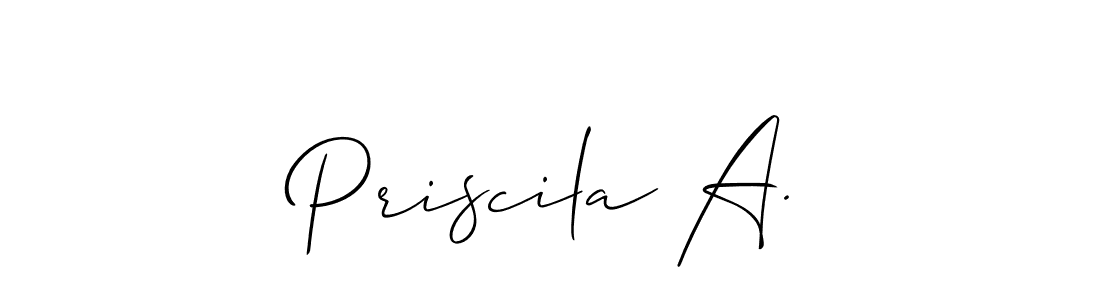 Use a signature maker to create a handwritten signature online. With this signature software, you can design (Allison_Script) your own signature for name Priscila A.. Priscila A. signature style 2 images and pictures png