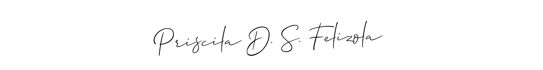 Also You can easily find your signature by using the search form. We will create Priscila D. S. Felizola name handwritten signature images for you free of cost using Allison_Script sign style. Priscila D. S. Felizola signature style 2 images and pictures png