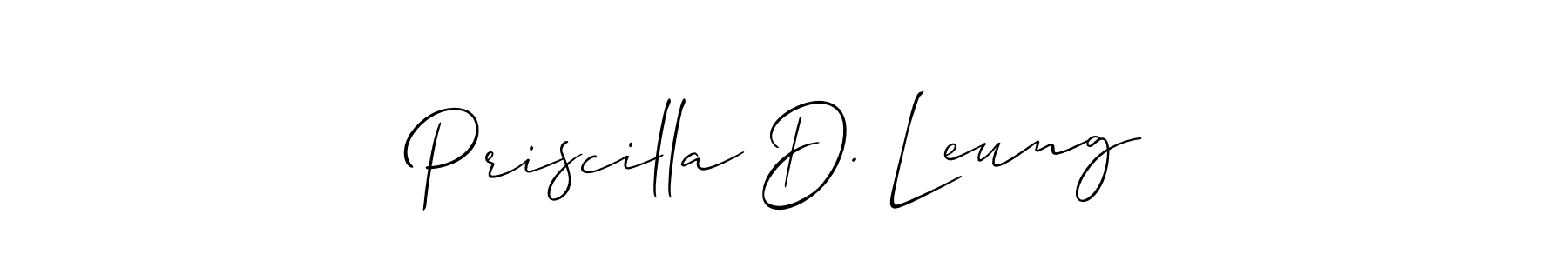 The best way (Allison_Script) to make a short signature is to pick only two or three words in your name. The name Priscilla D. Leung include a total of six letters. For converting this name. Priscilla D. Leung signature style 2 images and pictures png