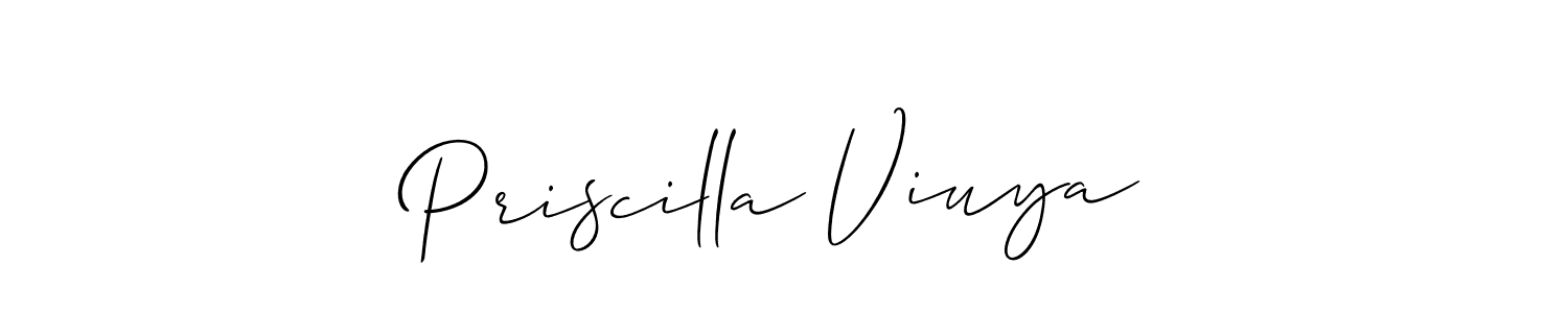 How to make Priscilla Viuya name signature. Use Allison_Script style for creating short signs online. This is the latest handwritten sign. Priscilla Viuya signature style 2 images and pictures png