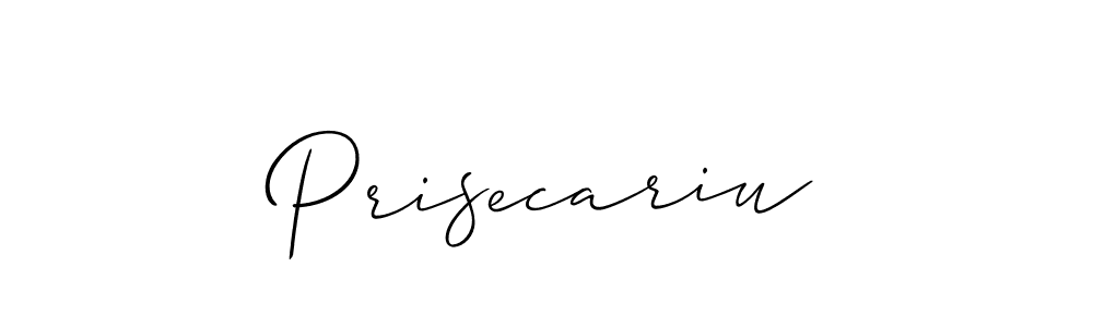 Use a signature maker to create a handwritten signature online. With this signature software, you can design (Allison_Script) your own signature for name Prisecariu. Prisecariu signature style 2 images and pictures png