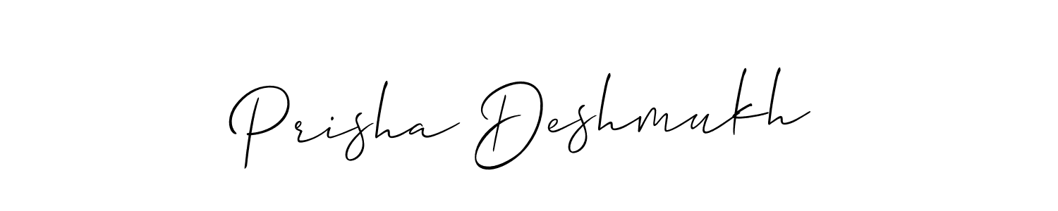 The best way (Allison_Script) to make a short signature is to pick only two or three words in your name. The name Prisha Deshmukh include a total of six letters. For converting this name. Prisha Deshmukh signature style 2 images and pictures png