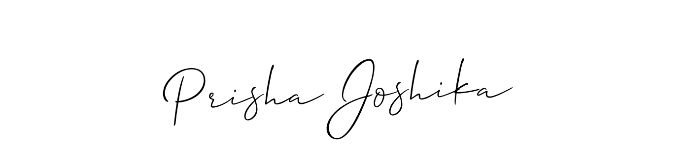 How to make Prisha Joshika name signature. Use Allison_Script style for creating short signs online. This is the latest handwritten sign. Prisha Joshika signature style 2 images and pictures png