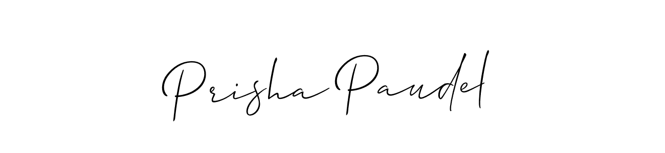 How to make Prisha Paudel name signature. Use Allison_Script style for creating short signs online. This is the latest handwritten sign. Prisha Paudel signature style 2 images and pictures png