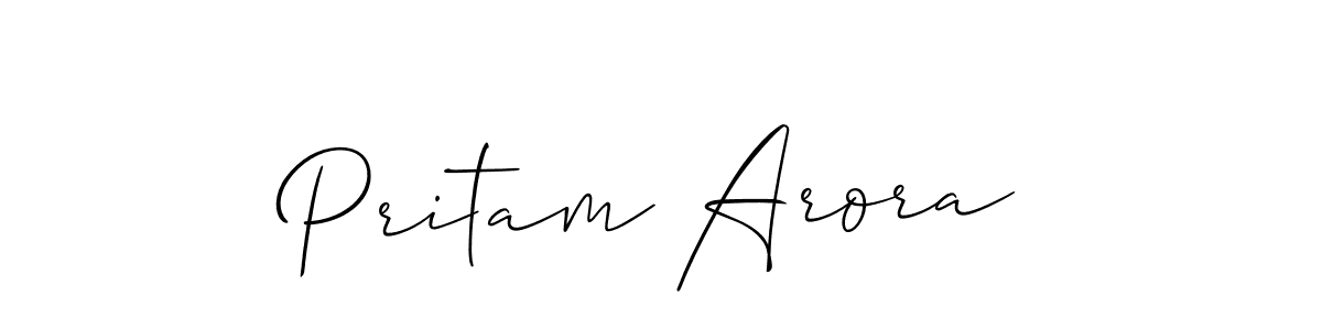 Pritam Arora stylish signature style. Best Handwritten Sign (Allison_Script) for my name. Handwritten Signature Collection Ideas for my name Pritam Arora. Pritam Arora signature style 2 images and pictures png
