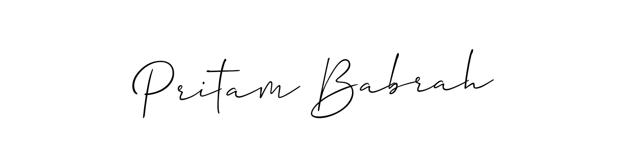 The best way (Allison_Script) to make a short signature is to pick only two or three words in your name. The name Pritam Babrah include a total of six letters. For converting this name. Pritam Babrah signature style 2 images and pictures png