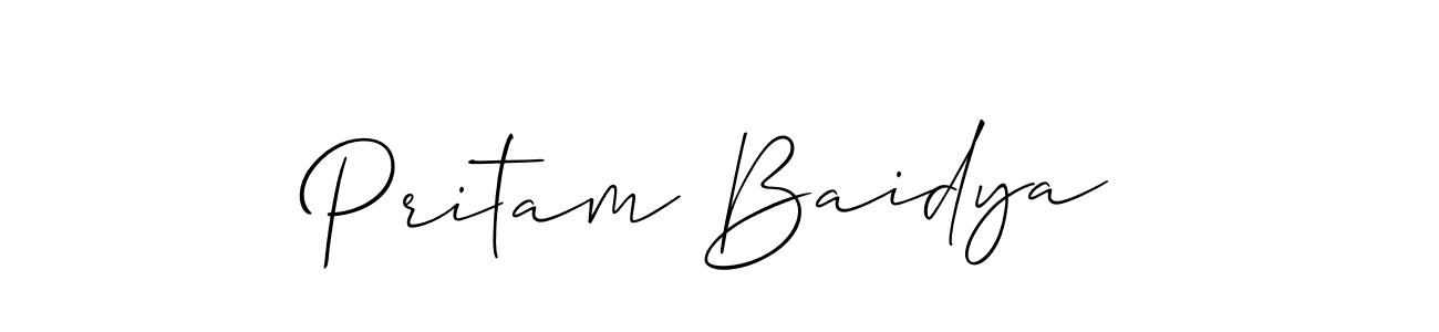 Similarly Allison_Script is the best handwritten signature design. Signature creator online .You can use it as an online autograph creator for name Pritam Baidya. Pritam Baidya signature style 2 images and pictures png