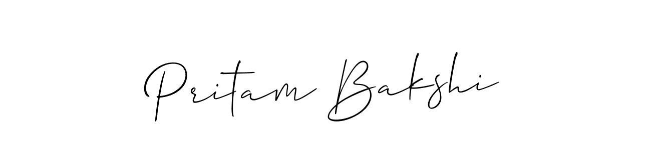 Allison_Script is a professional signature style that is perfect for those who want to add a touch of class to their signature. It is also a great choice for those who want to make their signature more unique. Get Pritam Bakshi name to fancy signature for free. Pritam Bakshi signature style 2 images and pictures png