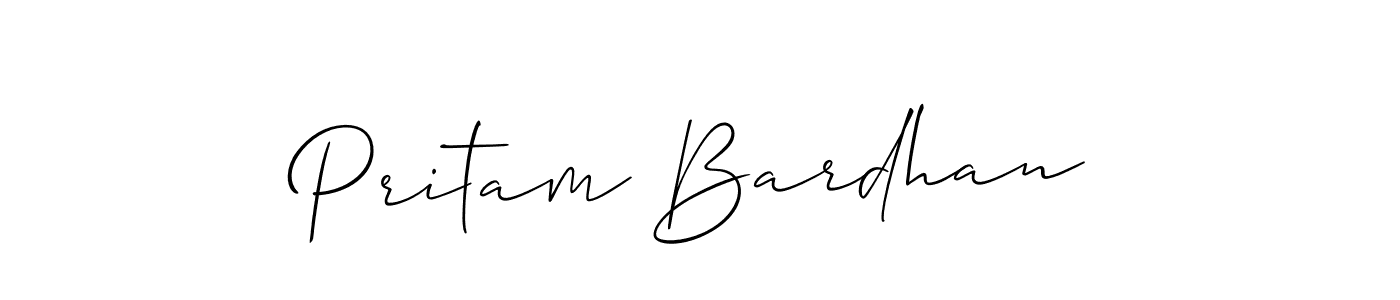 The best way (Allison_Script) to make a short signature is to pick only two or three words in your name. The name Pritam Bardhan include a total of six letters. For converting this name. Pritam Bardhan signature style 2 images and pictures png