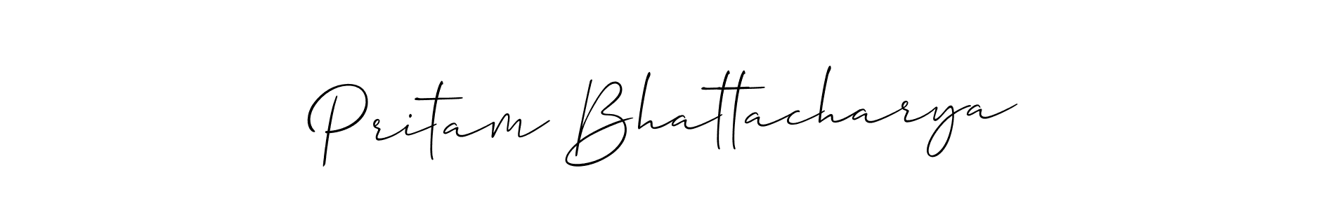 Pritam Bhattacharya stylish signature style. Best Handwritten Sign (Allison_Script) for my name. Handwritten Signature Collection Ideas for my name Pritam Bhattacharya. Pritam Bhattacharya signature style 2 images and pictures png