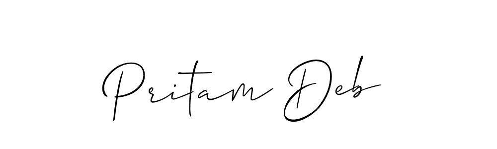 Create a beautiful signature design for name Pritam Deb. With this signature (Allison_Script) fonts, you can make a handwritten signature for free. Pritam Deb signature style 2 images and pictures png