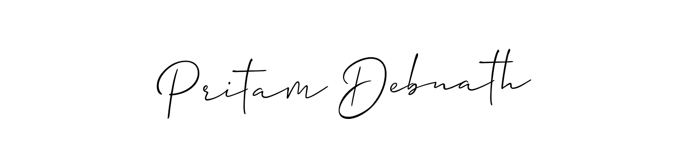 Create a beautiful signature design for name Pritam Debnath. With this signature (Allison_Script) fonts, you can make a handwritten signature for free. Pritam Debnath signature style 2 images and pictures png