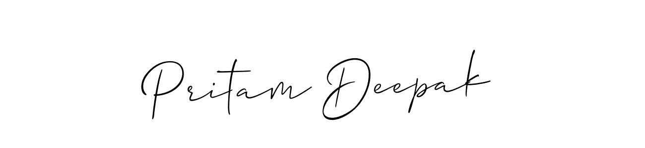How to make Pritam Deepak name signature. Use Allison_Script style for creating short signs online. This is the latest handwritten sign. Pritam Deepak signature style 2 images and pictures png