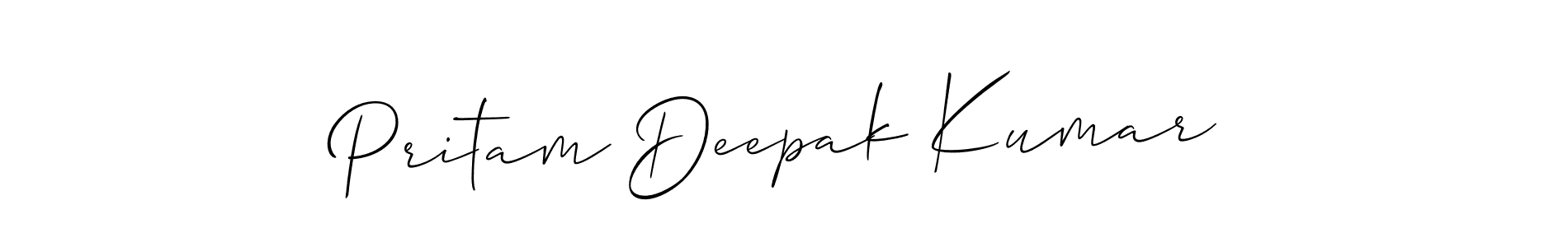 How to make Pritam Deepak Kumar name signature. Use Allison_Script style for creating short signs online. This is the latest handwritten sign. Pritam Deepak Kumar signature style 2 images and pictures png