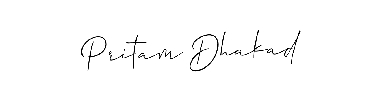 if you are searching for the best signature style for your name Pritam Dhakad. so please give up your signature search. here we have designed multiple signature styles  using Allison_Script. Pritam Dhakad signature style 2 images and pictures png