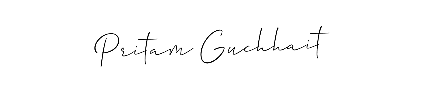 Create a beautiful signature design for name Pritam Guchhait. With this signature (Allison_Script) fonts, you can make a handwritten signature for free. Pritam Guchhait signature style 2 images and pictures png