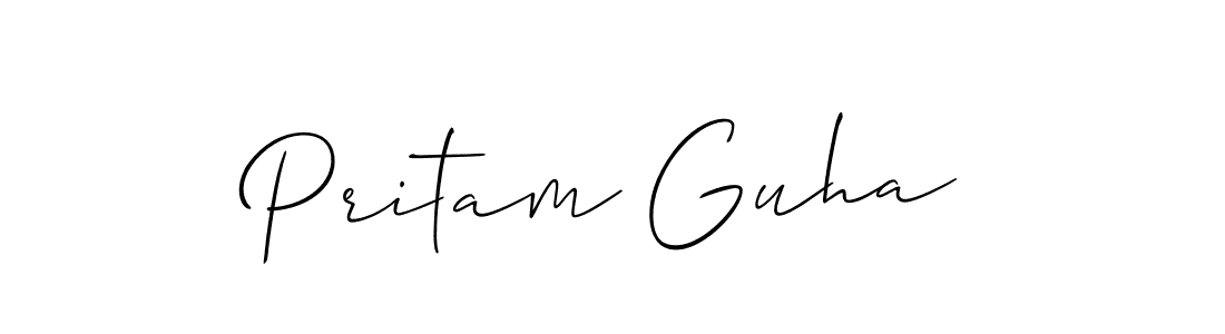 You should practise on your own different ways (Allison_Script) to write your name (Pritam Guha) in signature. don't let someone else do it for you. Pritam Guha signature style 2 images and pictures png