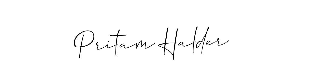 It looks lik you need a new signature style for name Pritam Halder. Design unique handwritten (Allison_Script) signature with our free signature maker in just a few clicks. Pritam Halder signature style 2 images and pictures png