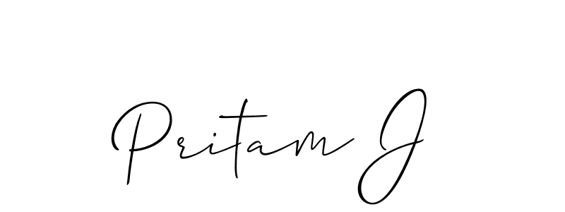 Design your own signature with our free online signature maker. With this signature software, you can create a handwritten (Allison_Script) signature for name Pritam J. Pritam J signature style 2 images and pictures png