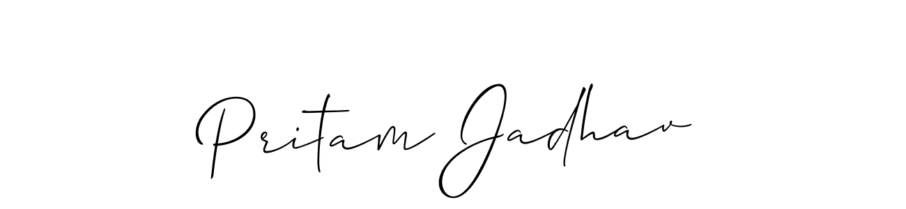 if you are searching for the best signature style for your name Pritam Jadhav. so please give up your signature search. here we have designed multiple signature styles  using Allison_Script. Pritam Jadhav signature style 2 images and pictures png