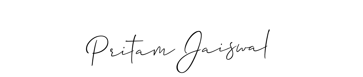 How to make Pritam Jaiswal name signature. Use Allison_Script style for creating short signs online. This is the latest handwritten sign. Pritam Jaiswal signature style 2 images and pictures png