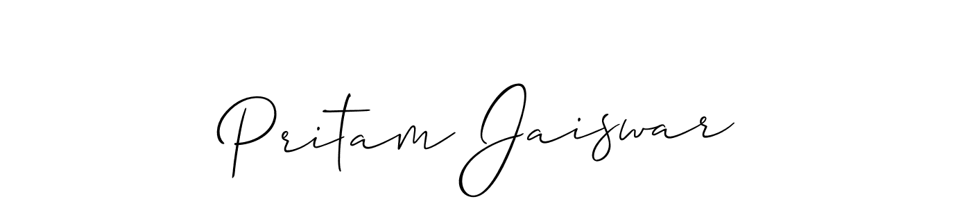 Pritam Jaiswar stylish signature style. Best Handwritten Sign (Allison_Script) for my name. Handwritten Signature Collection Ideas for my name Pritam Jaiswar. Pritam Jaiswar signature style 2 images and pictures png