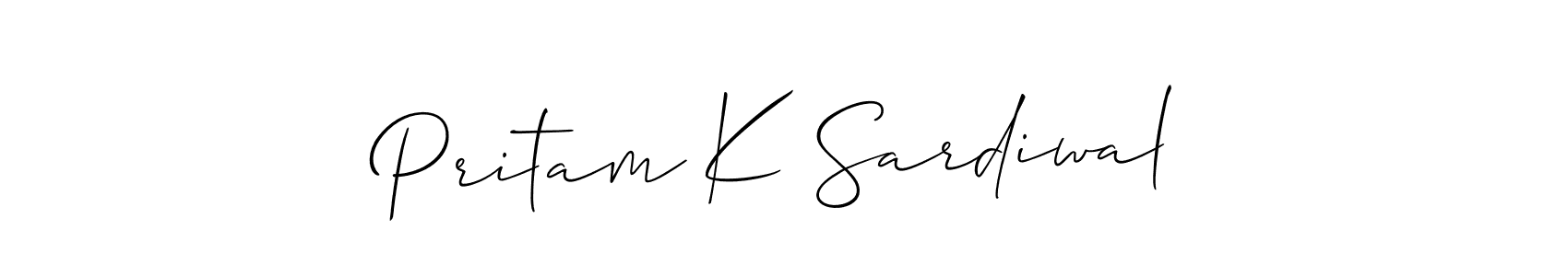 How to Draw Pritam K Sardiwal signature style? Allison_Script is a latest design signature styles for name Pritam K Sardiwal. Pritam K Sardiwal signature style 2 images and pictures png