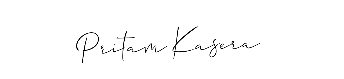 The best way (Allison_Script) to make a short signature is to pick only two or three words in your name. The name Pritam Kasera include a total of six letters. For converting this name. Pritam Kasera signature style 2 images and pictures png